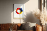 Paul Sinus Wandbild in 40x60cm The Color Cycle – Kreisförmige abstrakte Farbkomposition in Rot, Gelb, Blau und Schwarz