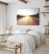 Paul Sinus Wandbild 120x80cm Straße Sonnenschein Berge Tannenbäume Natur Alaska