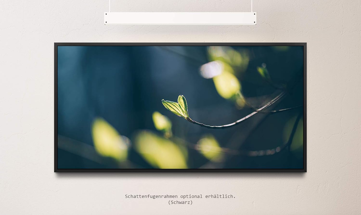Knospen an einem Ast ca. 130x70cm Wandbild inklusive Schattenfugenrahmen schwarz - Panorama Leinwand Bild XXL Format Wandbilder Wohnzimmer Wohnung Deko Kunstdrucke