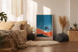 Paul Sinus Wandbild in 40x60cm Baum auf farbintensiver Hügellandschaft – minimalistisches Naturmotiv mit grafischem Farbkontrast