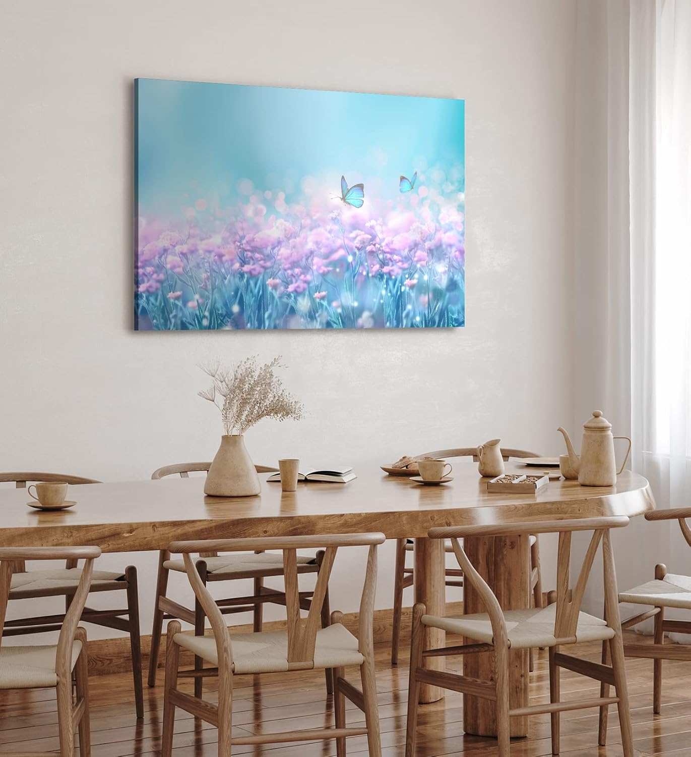 Paul Sinus Wandbild 120x80cm Schmetterling Wiese Blau Frühling Sommerwiese Fotokunst