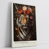 Paul Sinus Leinwandbild 40x60cm majestätischer Tiger in floraler Eleganz mit intensiven Farben und edler Ästhetik – kunstvolles Leinwandbild