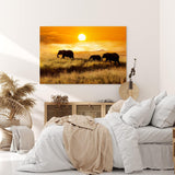 Paul Sinus Wandbild 120x80cm Elefanten Elefantenherde Afrika Natur Landschaft Sonne