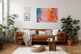 Sinus Art Wandbild 120x80cm Zarte Blütenstruktur mit Wassertropfen in weichem Morgenlicht auf Leinwand fixiert
