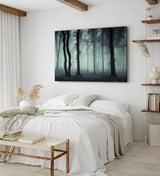 Paul Sinus Wandbild 120x80cm Wald Bäume Dunkel Schwarz Nebel Herbst Mystisch