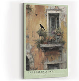 Paul Sinus Wandbild in 40x60cm The Last Balcony – Romantische, gealterte Hausfassade mit verwittertem Balkon und nostalgischem Charme in gedämpften Farben