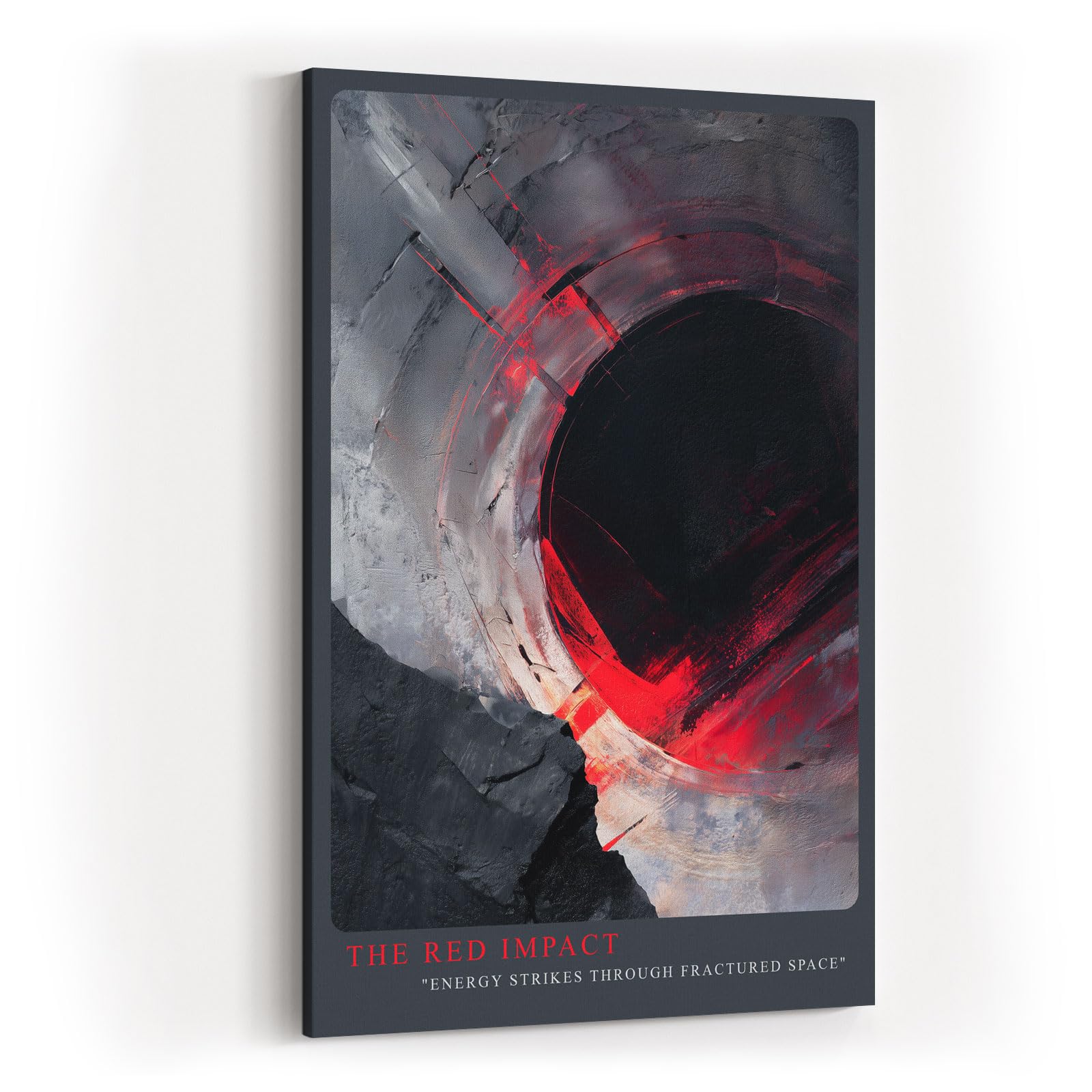 Paul Sinus Wandbild in 40x60cm The Red Impact – Dynamisches abstraktes Kunstwerk mit rotem Akzent und kreisförmiger Komposition
