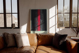Paul Sinus Wandbild in 40x60cm The Red Scar – Abstraktes Kunstwerk mit intensivem rotem Streifen auf dunklem Grund