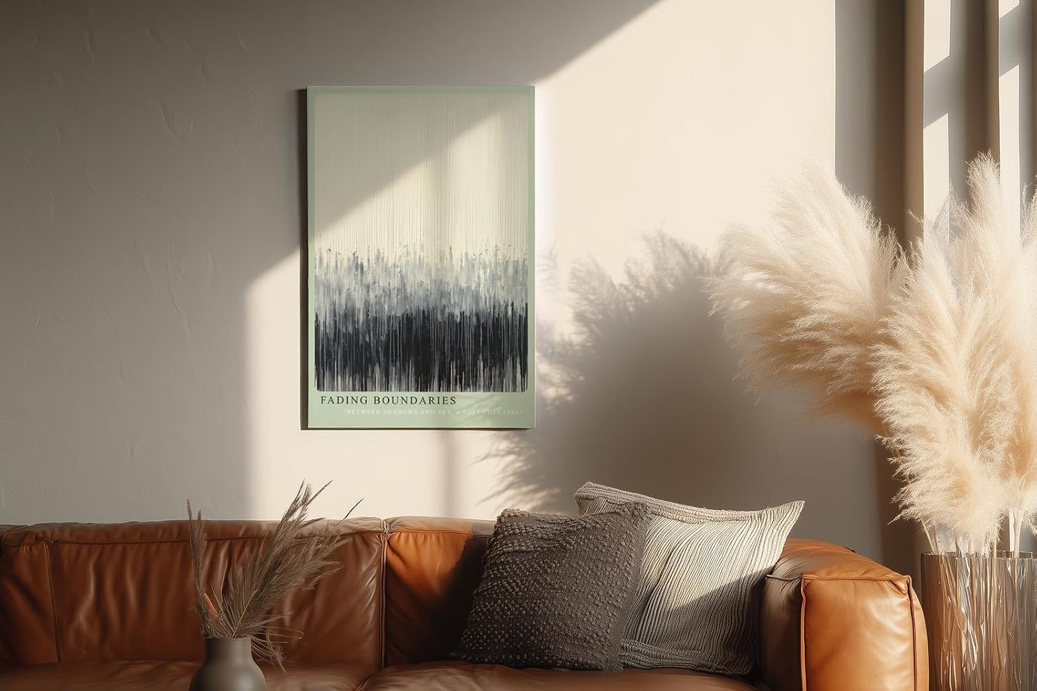 Paul Sinus Wandbild in 40x60cm Fading Boundaries – Abstraktes Kunstwerk mit sanften vertikalen Farbverläufen von Schwarz zu Weiß