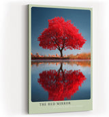 Paul Sinus Wandbild in 40x60cm The Red Mirror Strahlender roter Baum mit perfekter Spiegelung im Wasser vor sanfter Landschaftskulisse