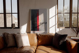 Paul Sinus Wandbild in 40x60cm The Red Border – Abstrakte Komposition mit starkem Hell-Dunkel-Kontrast und rotem Akzentstreifen