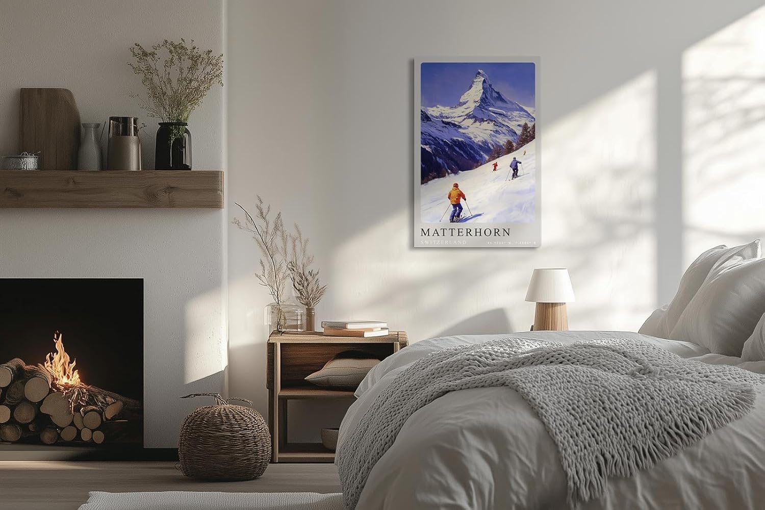 Paul Sinus Leinwandbild 60x90cm Matterhorn – Alpen, Ski, Wintersport, Schnee, Berge, Natur, Skifahren, Schweiz, Hochgebirge, Panorama, Abenteuer