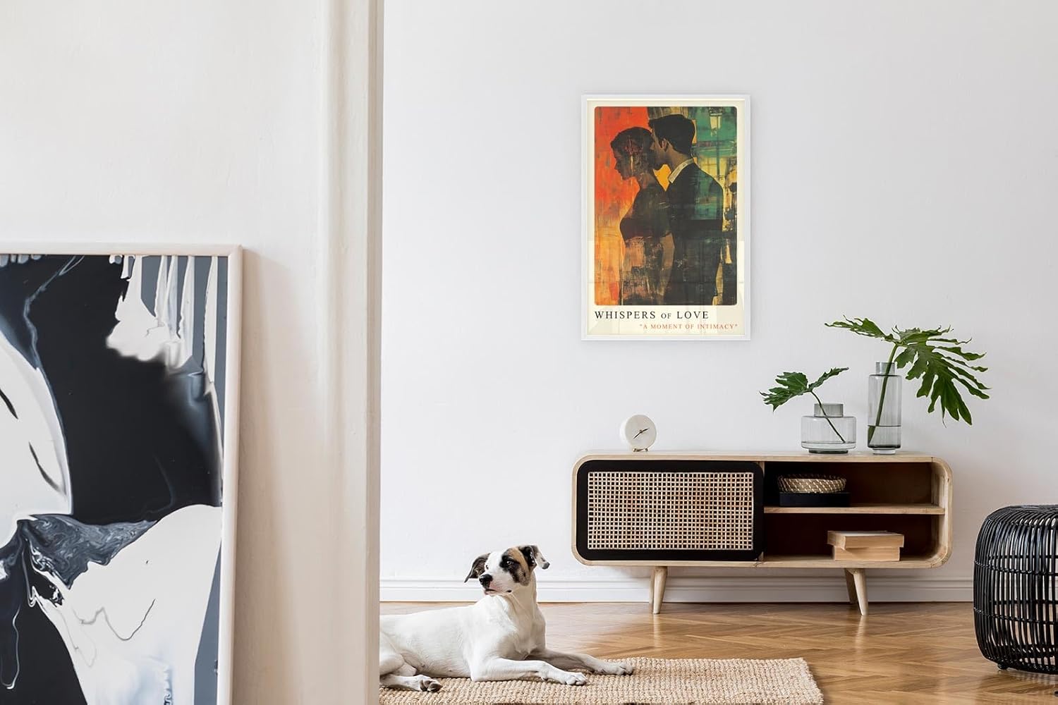 Paul Sinus Leinwandbild 60x90cm Leinwandbild Whispers of Love romantische Kunst intime Eleganz stilvolle Ästhetik abstrakte Silhouetten