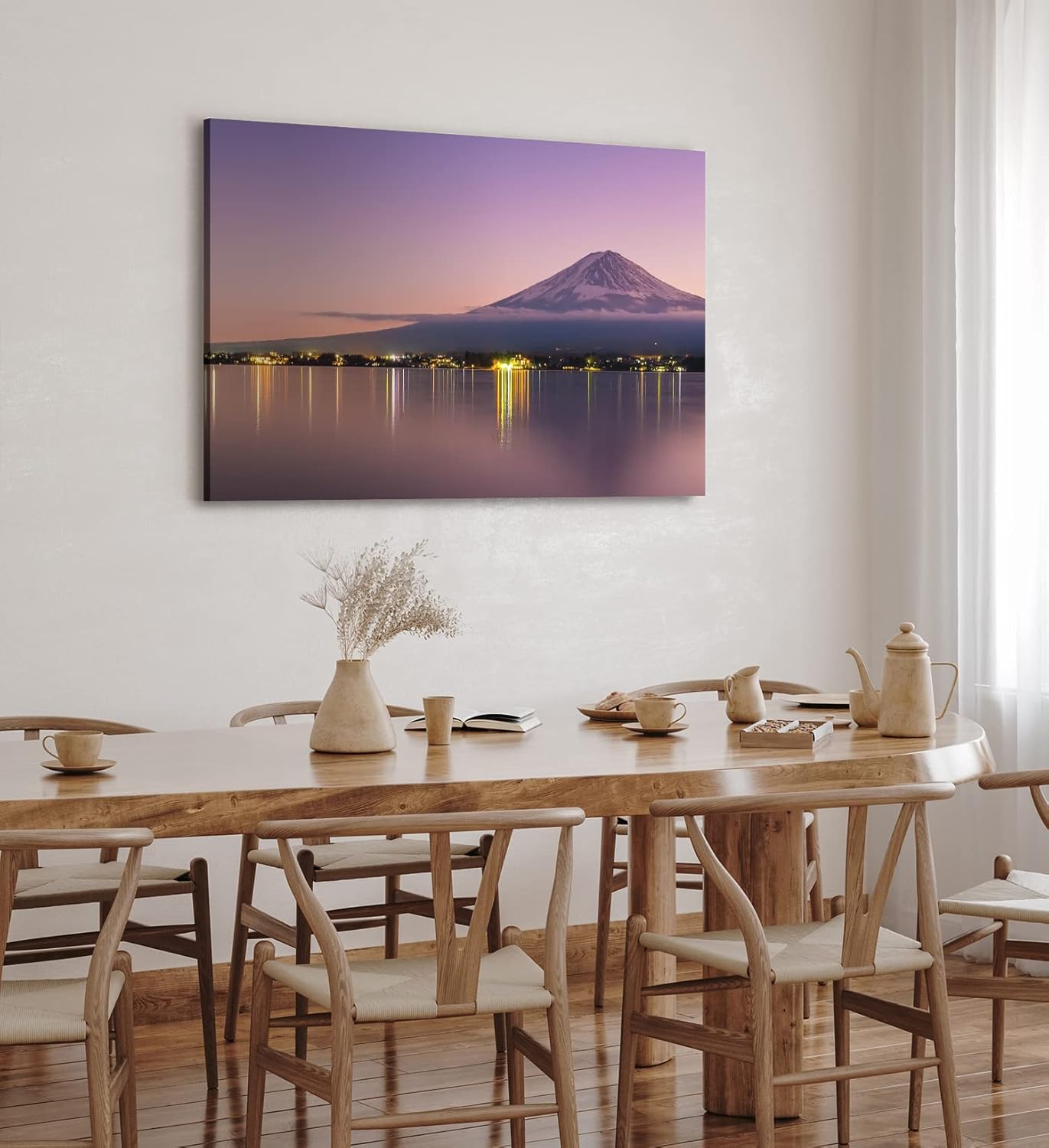 Paul Sinus Wandbild 120x80cm Japan Fuji Berg Vulkan Nachtlichter Küste