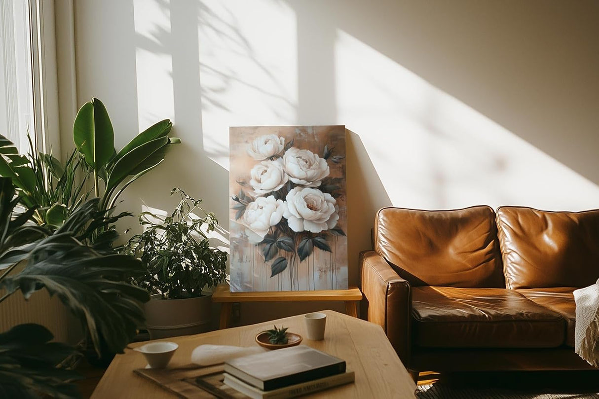 Paul Sinus 60x90cm Wandbild Rosenpracht in Beige – Eindrucksvolle Blütenvielfalt mit stilvoller Blume