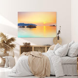 Paul Sinus Wandbild 120x80cm Thailand Meer Sonnenuntergang Berge Felsen roter Himmel