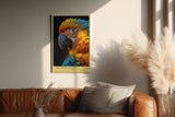 Paul Sinus Wandbild in 40x60cm The Tropical King – farbenprächtiges Porträt eines Aras in intensiven Blauund Gelbtönen für exotische Raumgestaltung