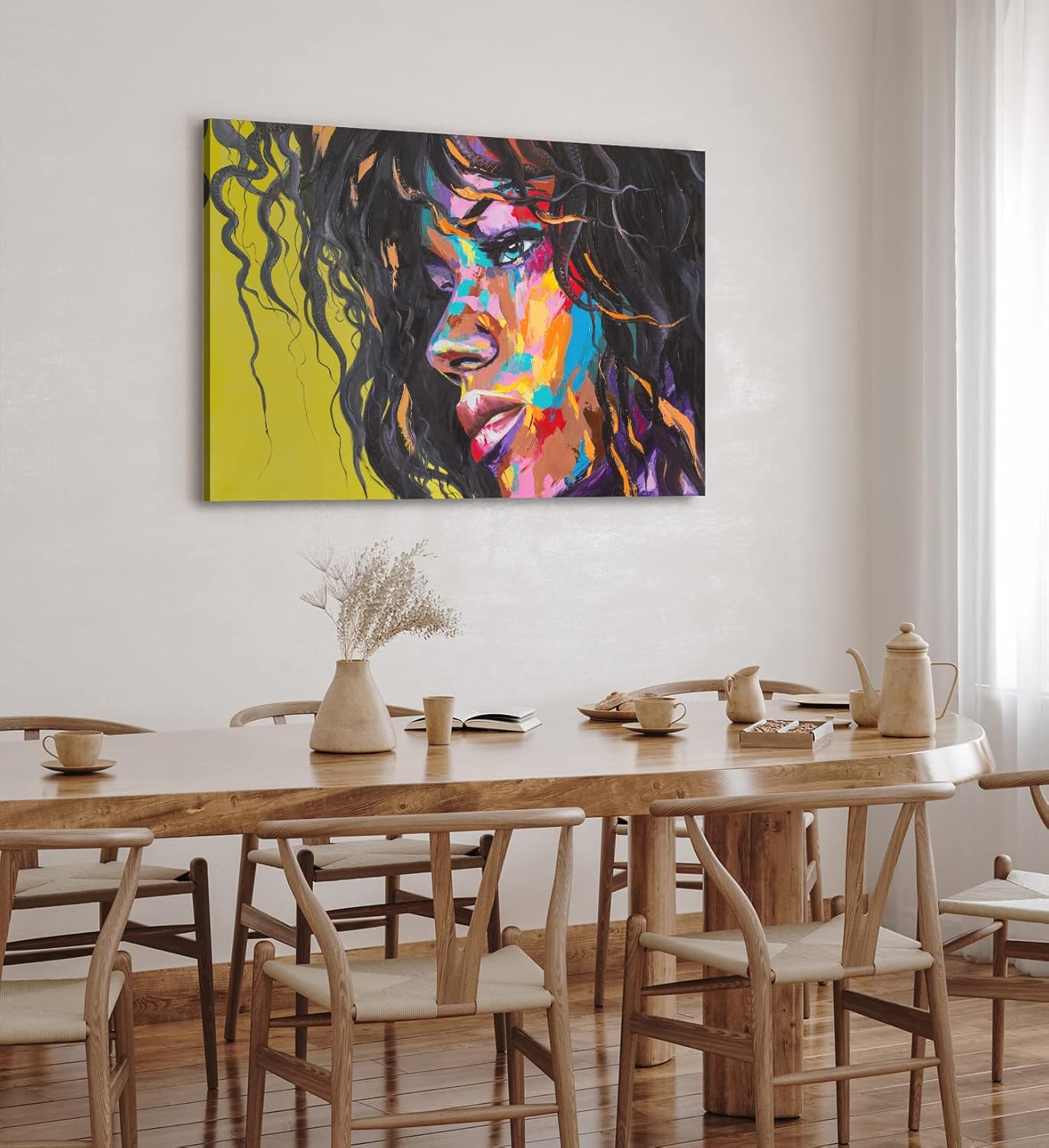 Wandbild 120x80cm Porträt einer jungen Frau Kunstvoll Farbenfroh Abstrakt