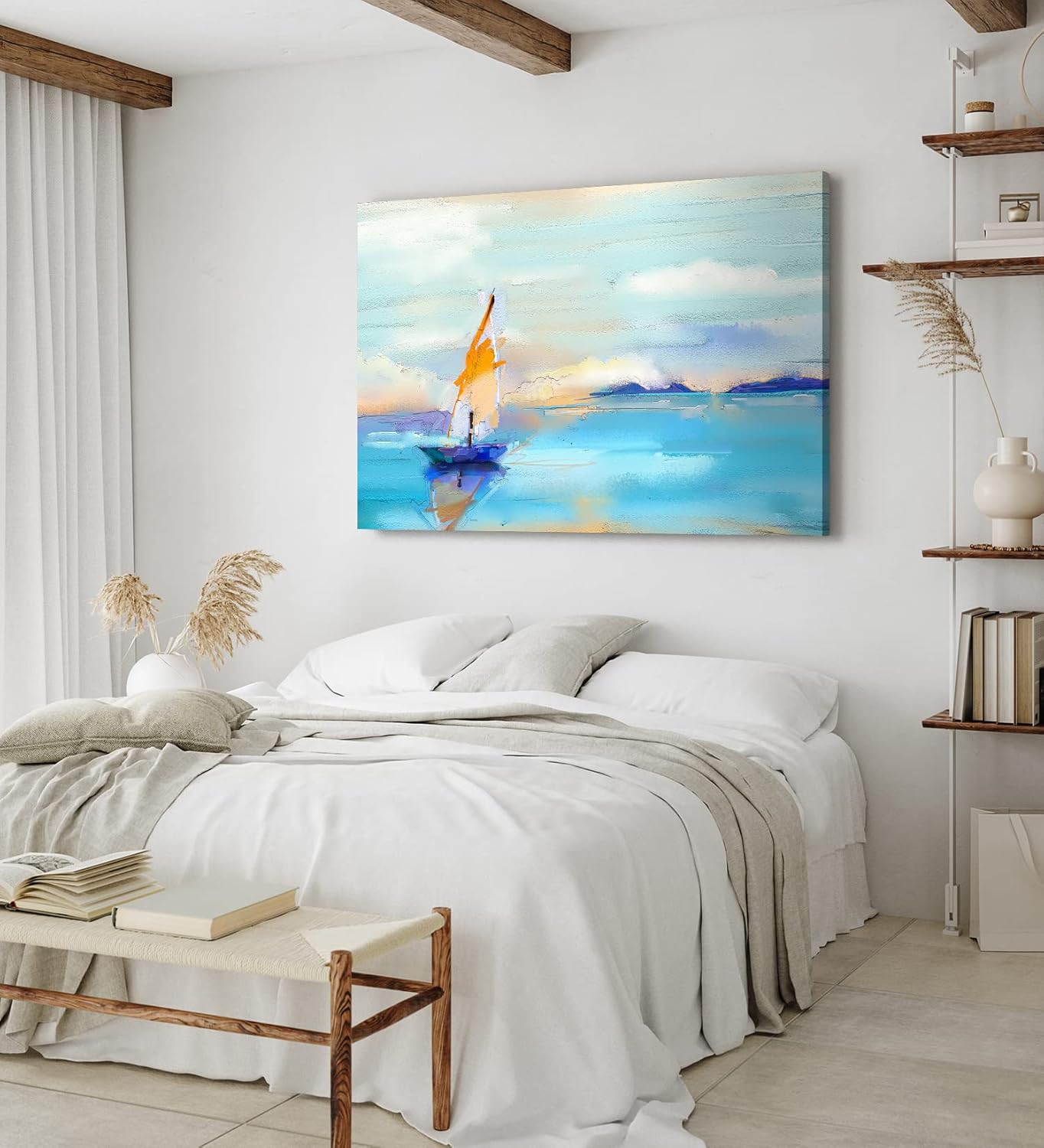 Paul Sinus Wandbild 120x80cm Segelboot Segelschiff Meer Abstrakt Horizont