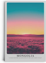 Paul Sinus Leinwandbild 80x120cm leuchtende Steppenlandschaft mit farbenprächtigem Himmel, faszinierende Wandkunst mit surrealem Farbverlauf