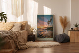 Paul Sinus Wandbild in 40x60cm Sunset Bay mit malerischem Sonnenuntergang und Palmenküste für entspannte Wandgestaltung