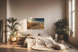 Sinus Art Wandbild 120x80cm Sandweg durch Dünen in goldener Abendstimmung für entspannte Raumwirkung
