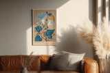 Paul Sinus Wandbild in 40x60cm The Blue Vine Botanische Illustration einer blauen Kletterpflanze mit feinen Blüten und Blättern
