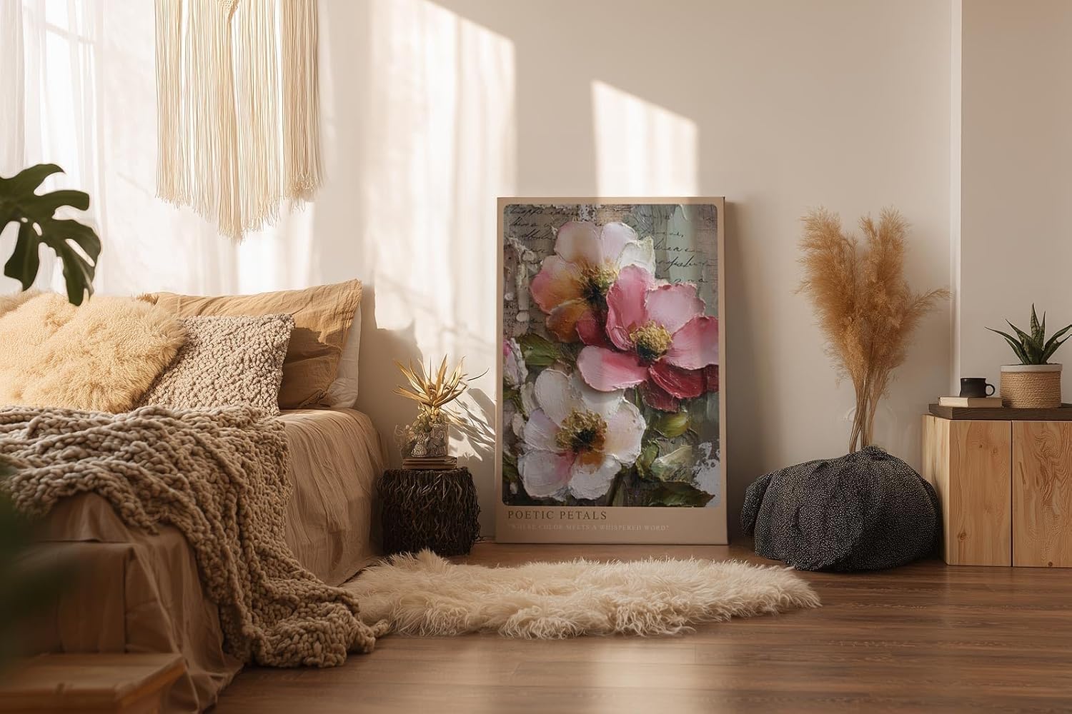 Paul Sinus Wandbild in 40x60cm Poetic Petals – romantische Blumenkomposition in pastellfarbenem Relief-Stil mit kunstvollen Details