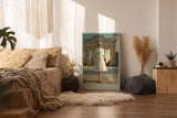 Paul Sinus Wandbild in 40x60cm Berlin – elegante Frau in Weiß vor dem Brandenburger Tor im malerischen Stil