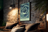 Paul Sinus Kunstdruck 40x60cm Natural Design – Sukkulente in spiralförmiger Anordnung und kühler Farbwelt