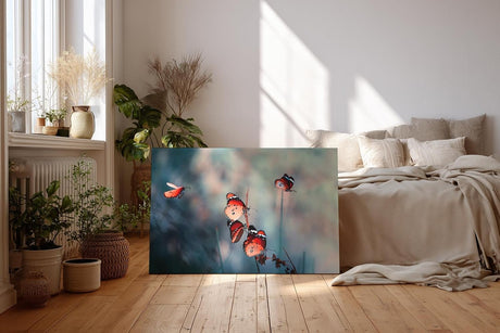 Sinus Art Wandbild 120x80cm Die rot-orange gefärbten Schmetterlinge strahlen Leichtigkeit, Freiheit und Lebendigkeit aus