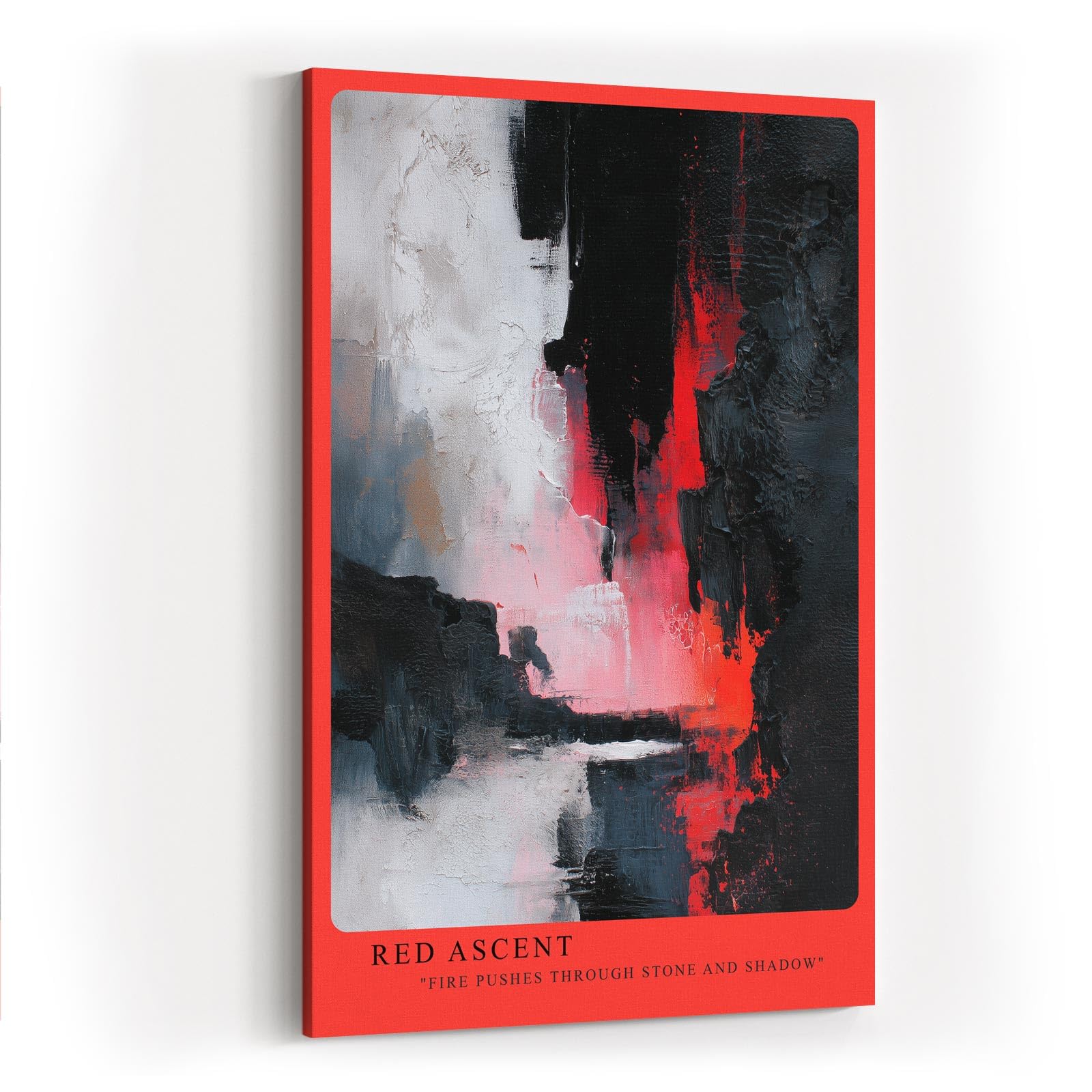 Paul Sinus Wandbild in 40x60cm Red Ascent – Abstraktes Kunstwerk mit intensivem Rot zwischen Schwarz und Weiß