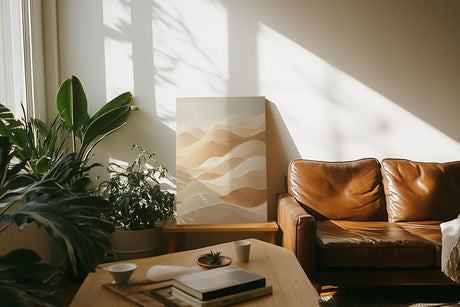 Paul Sinus 60x90cm Wandbild, Zeitlose Eleganz in Fokuslandschaft – sandfarbene Wellen in harmonischer Bewegung