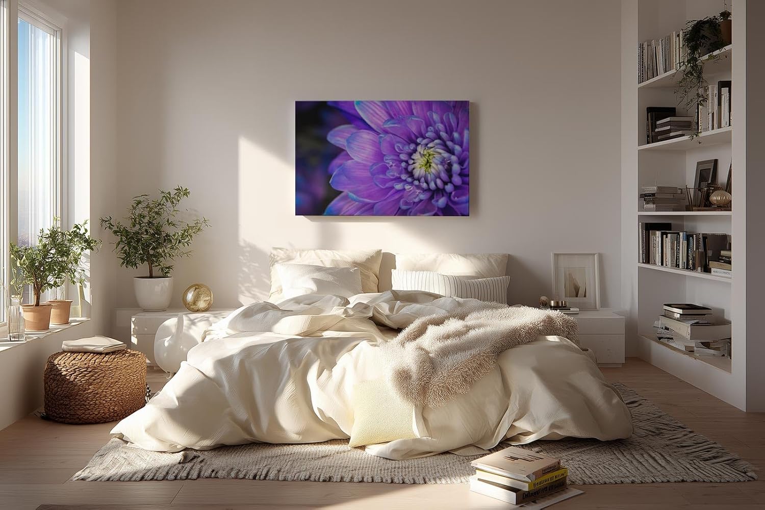 Sinus Art Wandbild 120x80cm Violettblaue Blüte mit hellem Zentrum – elegant, beruhigend und farbstark