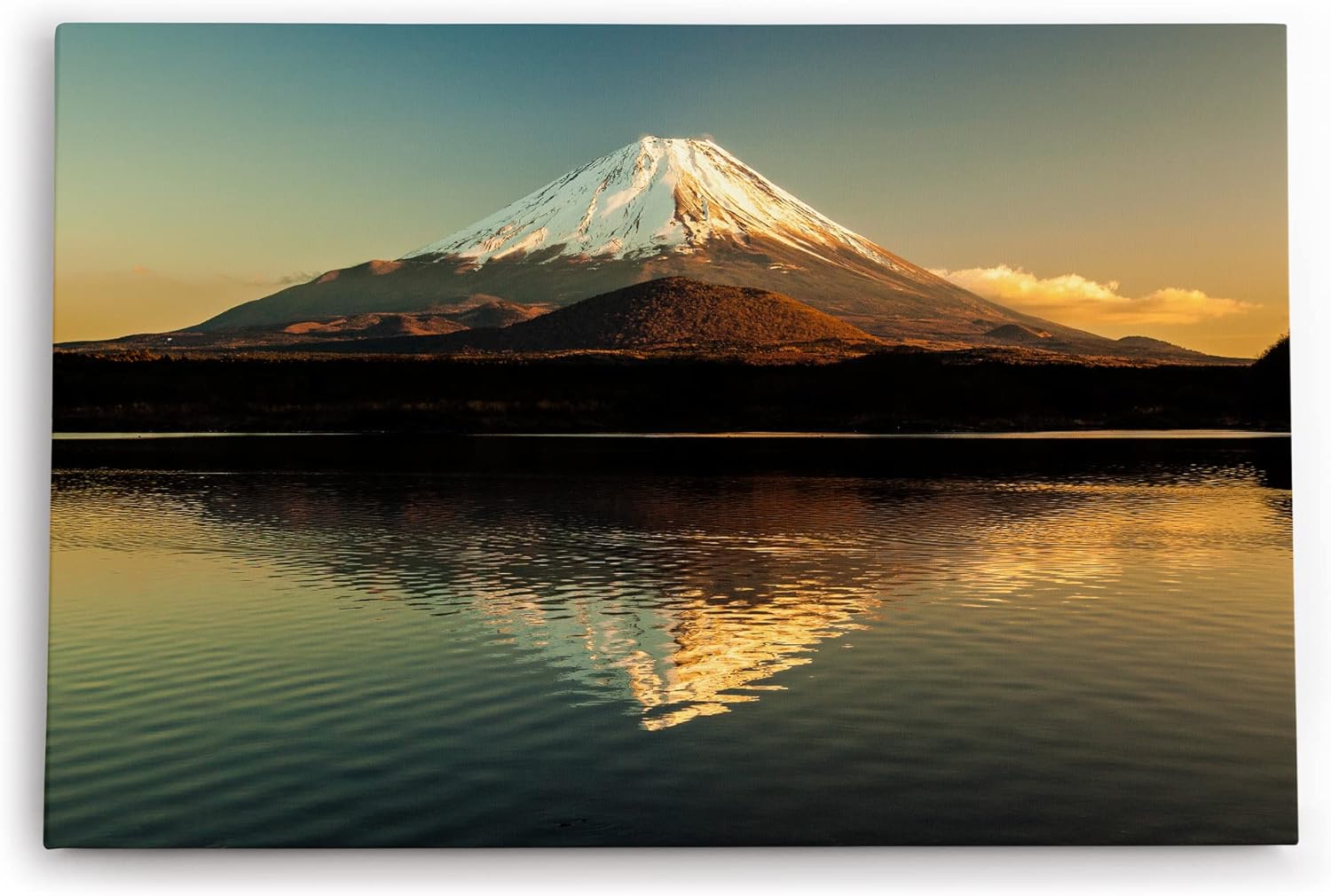 Paul Sinus Wandbild 120x80cm Fuji Berggipfel Japan Vulkan See Berg Schneegipfel