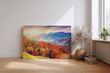 Sinus Art Wandbild 120x80cm Farbintensive Hügellandschaft im Morgenlicht – warm, lebendig und atmosphärisch
