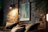 Paul Sinus Kunstdruck 40x60cm Liquid Veil Blau Silber Struktur Textur Fluss Bewegung Abstrakt