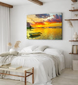 Paul Sinus Wandbild 120x80cm Italien Sonnenuntergang Mittelmeer Fischerboote Abendröte