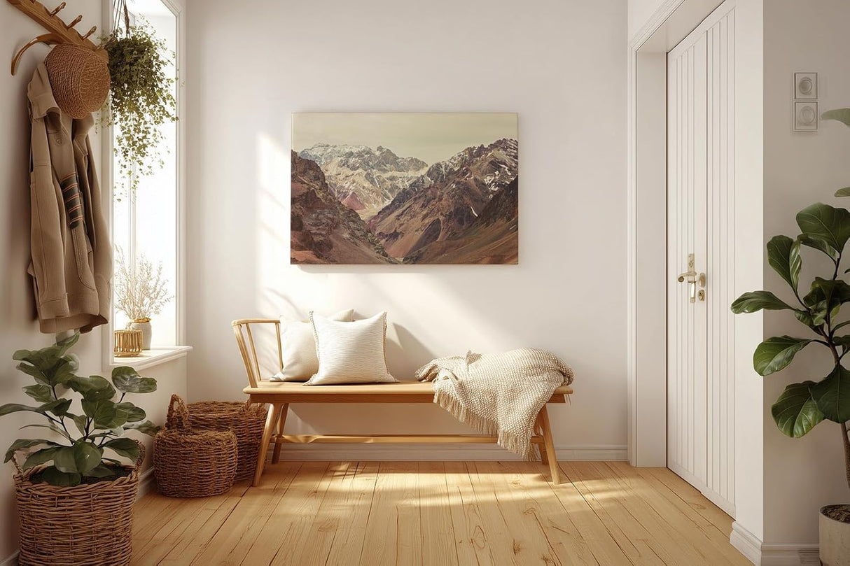 Sinus Art Wandbild 120x80cm Felsige Gebirgsketten mit schneebedeckten Gipfeln in beeindruckender Tiefe