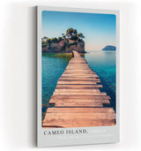 Paul Sinus Kunstdruck 40x60cm Cameo Island mit Holzsteg und türkisblauem Meer auf Zakynthos