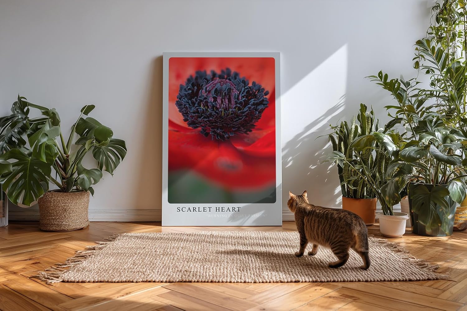 Paul Sinus Kunstdruck 40x60cm Scarlet Heart – Mohnblume in Makroaufnahme mit intensivem Rot und schwarzem Zentrum