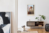 Paul Sinus Leinwandbild 60x90cm City by the Bay – San Francisco, Golden Gate Bridge, Nostalgie, Reise, Retro, Vintage, Romantik, Frau, Bahn