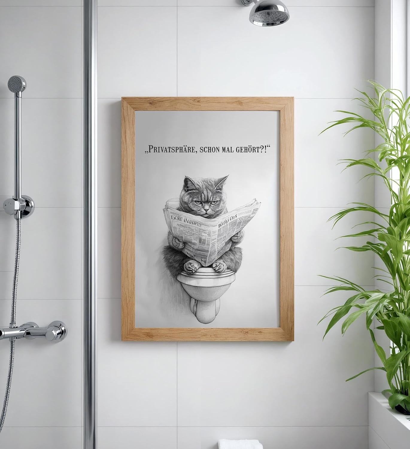 Paul Sinus Poster/Leinwandbild/Rahmenoption Lustiges Katzenbild – Freche Klo-Deko fürs Gäste-WC – Perfekt für Humorvolle