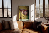 Paul Sinus Wandbild in 40x60cm The Silk of Secrets – Intensiver Blick mit gelbem und grünem Tuch umhüllt
