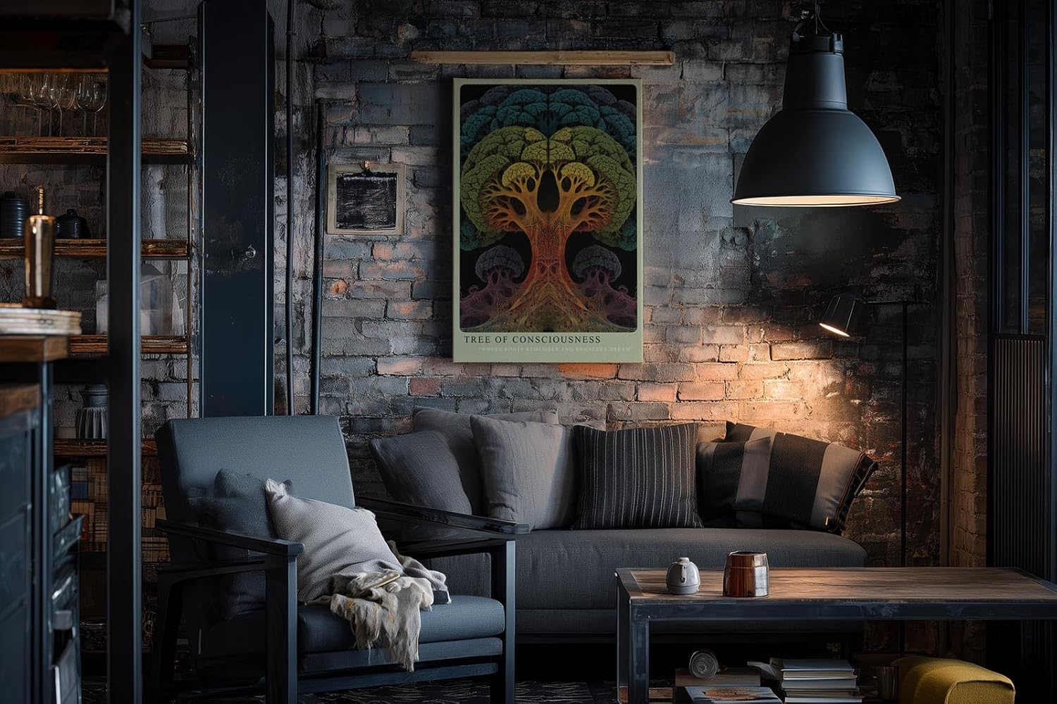 Paul Sinus Wandbild in 40x60cm Tree of Consciousness – farbenprächtiger Baum mit symmetrischer Struktur, abstrakte Naturmetapher