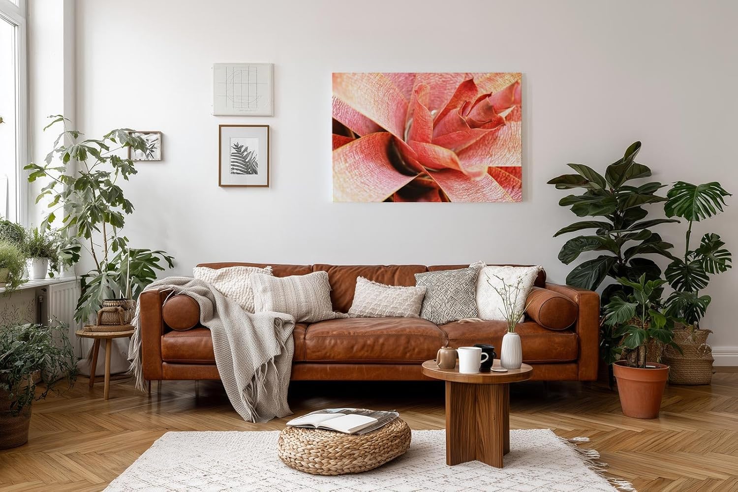 Sinus Art Wandbild 120x80cm Abstrakte Makroaufnahme einer roten Pflanze – organisch, dynamisch und einzigartig