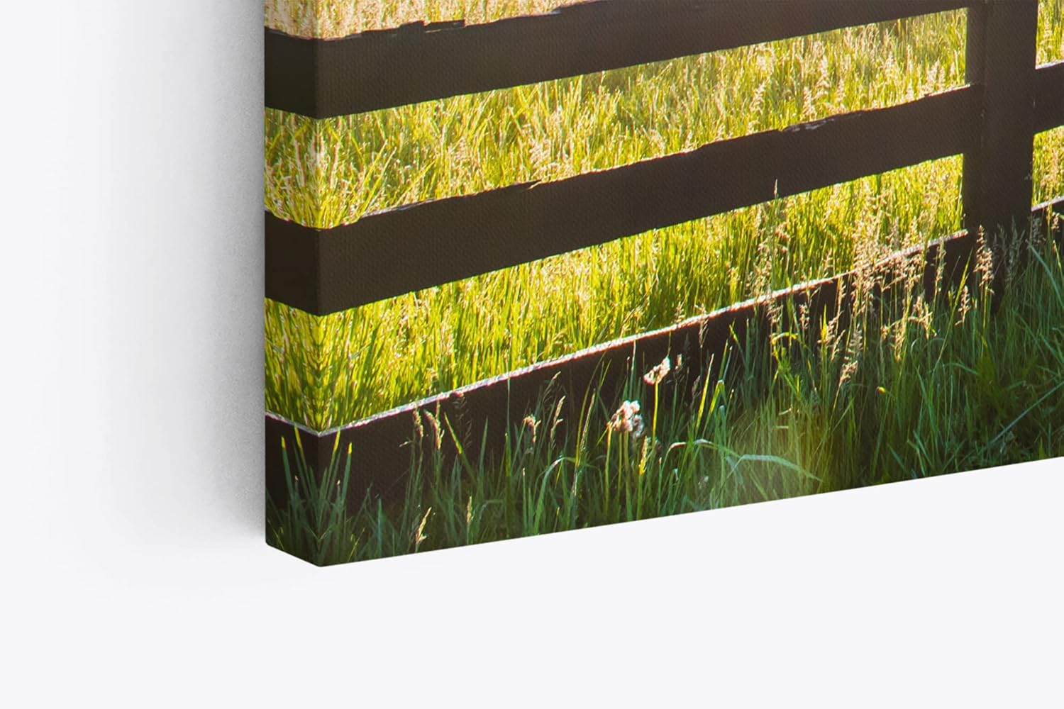 Paul Sinus Wandbild 120x80cm Wiese Felder Grün Landschaft Sonnenschein Holzzaun