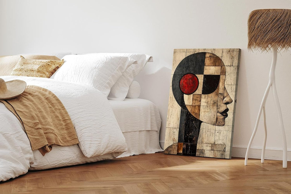 Paul Sinus 60x90cm Wandbild Zeitloser Blick – Modernes Kopfporträt als abstrakte Kunst auf Leinwand Holzrahmen