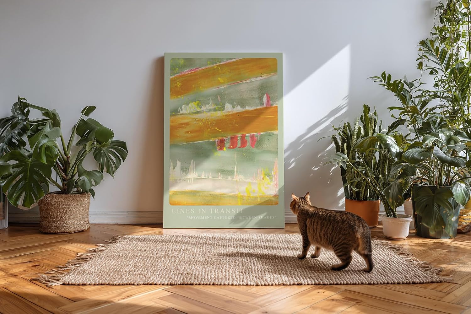 Paul Sinus Kunstdruck 40x60cm Lines in Transit Linien Dynamik Grün Gelb Bewegung Abstrakt