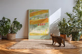 Paul Sinus Kunstdruck 40x60cm Lines in Transit Linien Dynamik Grün Gelb Bewegung Abstrakt